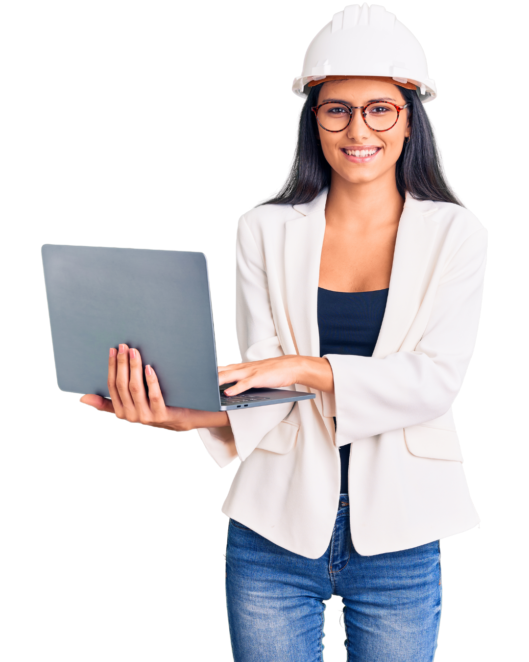 Engenheira com Notebook - Fundo transparente