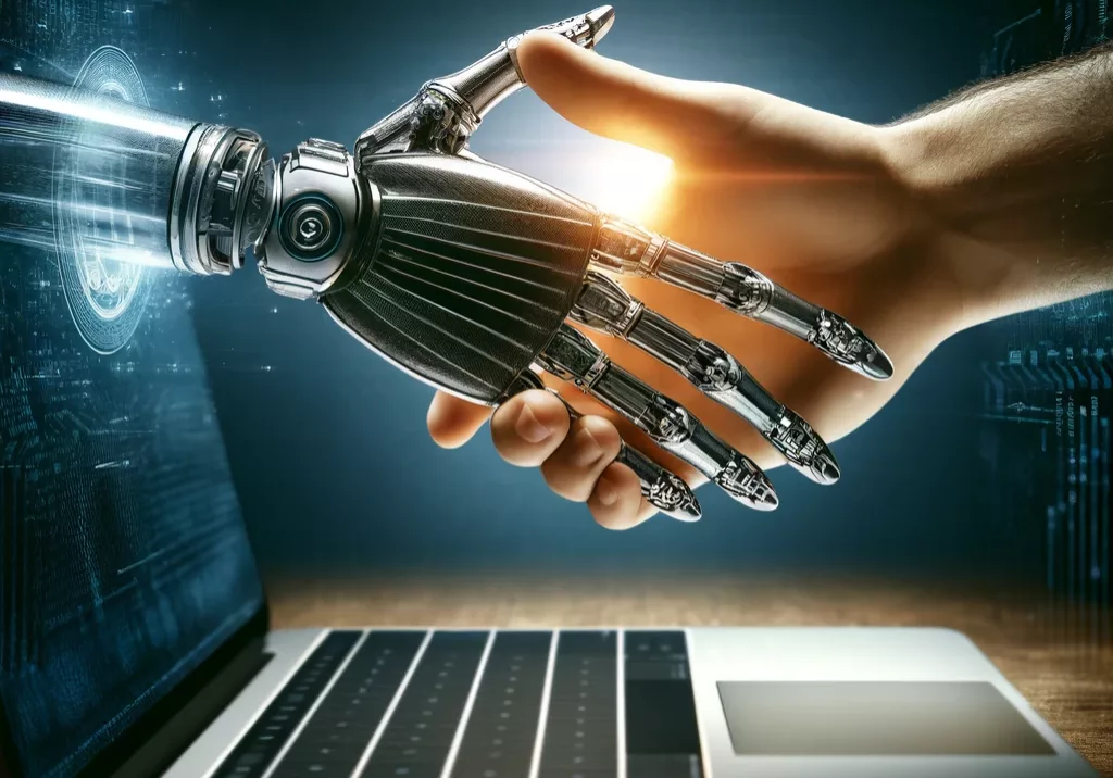 DALL·E 2024-04-aperto de mãos robô e humano